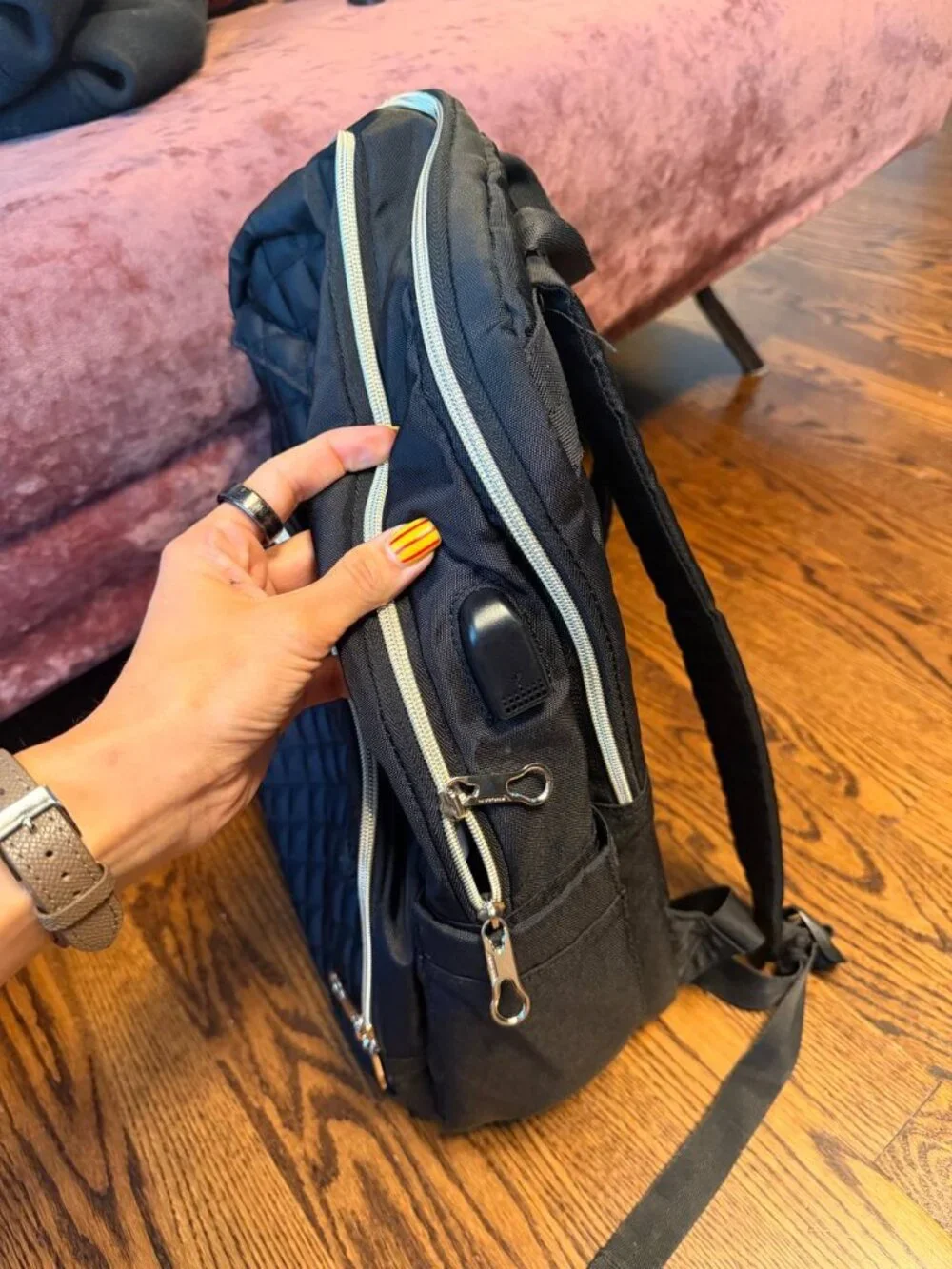 KROSER Black Quilted Travel & Laptop Backpack